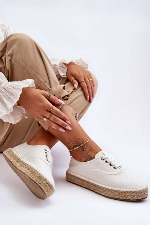 Schnür-Freizeitschuhe Espadrilles Big Star LL274833 weiße Farbe Schnür-Freizeitschuhe Espadrilles Big Star LL274833 weiße Farbe