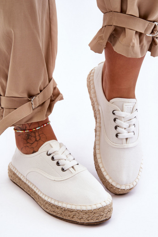 chaussures de loisirs à lacets espadrilles Big Star LL274833 couleur blanc chaussures de loisirs à lacets espadrilles Big Star LL274833 couleur blanc