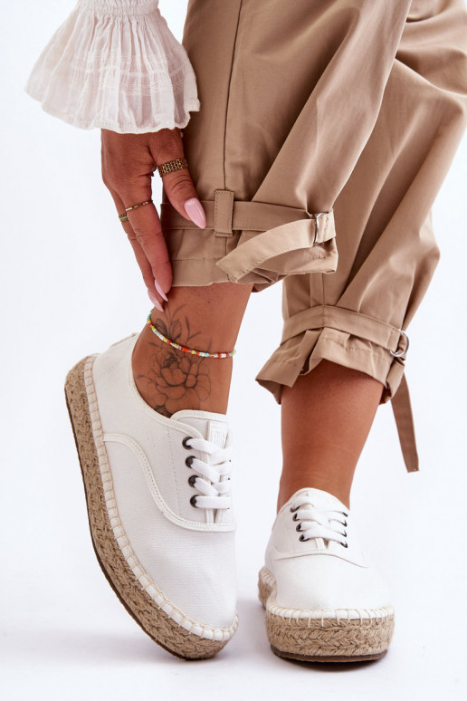 Schnür-Freizeitschuhe Espadrilles Big Star LL274833 weiße Farbe Schnür-Freizeitschuhe Espadrilles Big Star LL274833 weiße Farbe