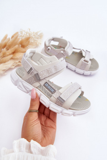 Kindersandalen met zelfklevende sluiting Big Star LL374201 Wit-zilverkleur 2