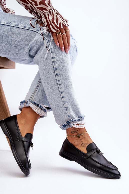 Klassiek model damesmocassins in de kleur zwart Cortez