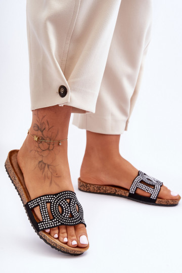 Chaussons Femme Clous Décorés couleur noir Evelins