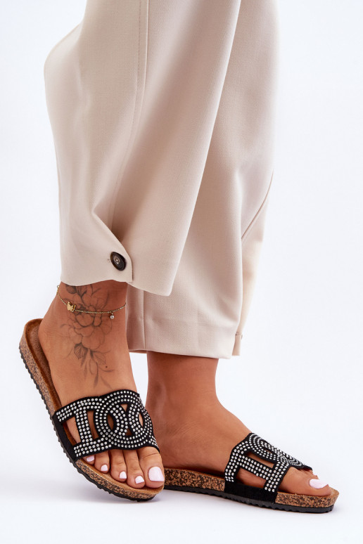 Chaussons Femme Clous Décorés couleur noir Evelins