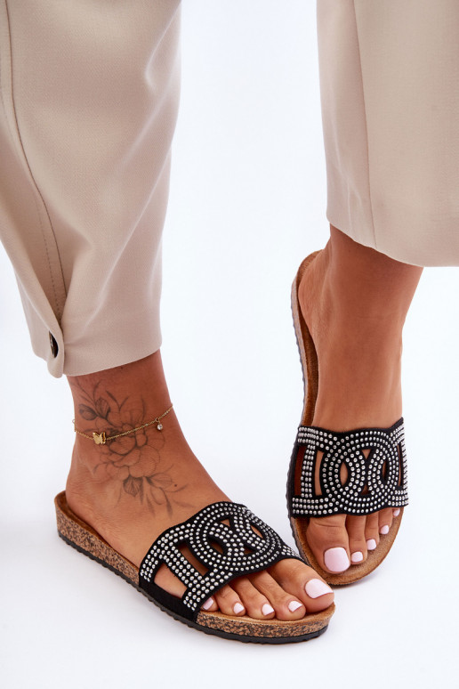 Chaussons Femme Clous Décorés couleur noir Evelins