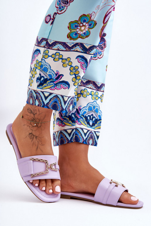 Klassiek model Slippers met ornamenten Paarse kleur Imposant