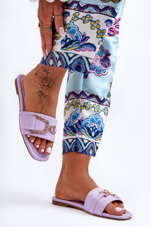 Klassiek model Slippers met ornamenten Paarse kleur Imposant