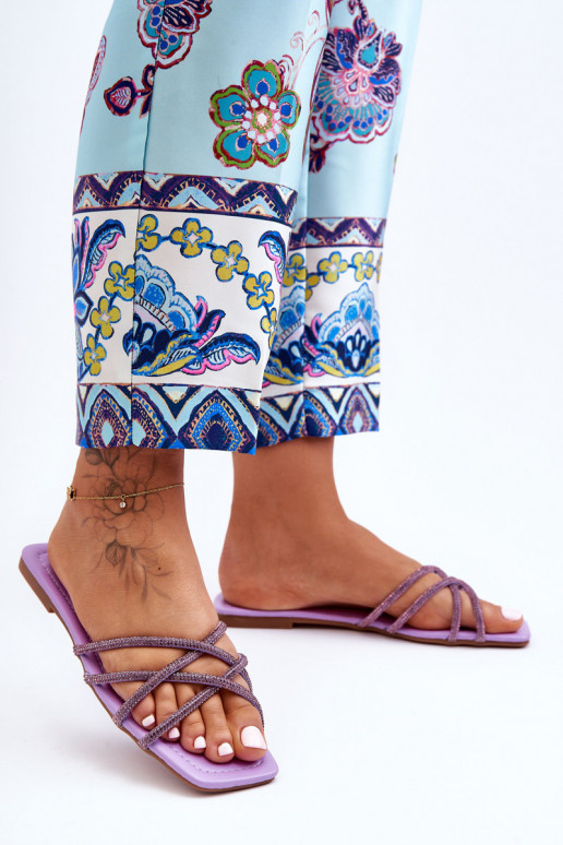 Slippers met bandjes I Paars Leomi