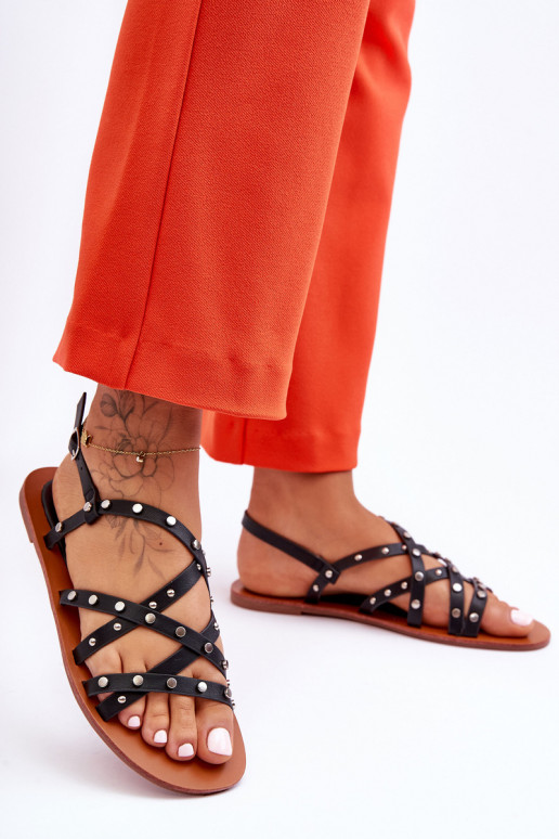 Damessandalen met mooie details in de zwarte kleur Alemona Damessandalen met mooie details in de zwarte kleur Alemona