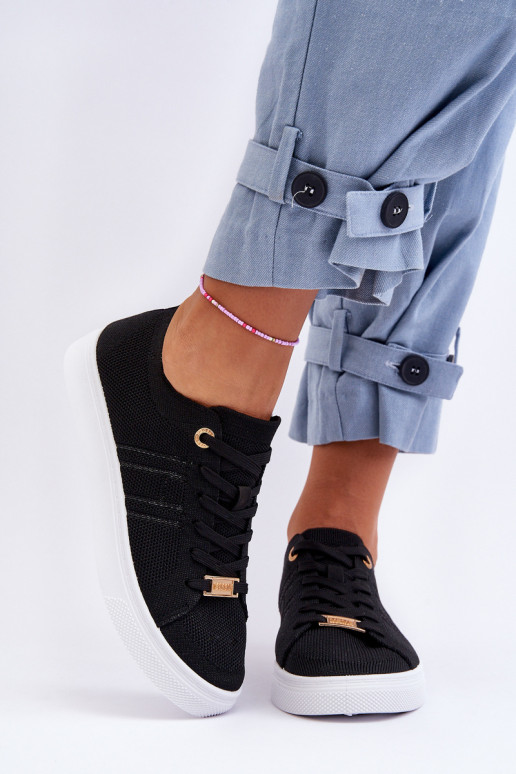 Vrijetijdsschoenen met veters in de zwarte kleur Etna Vrijetijdsschoenen met veters in de zwarte kleur Etna