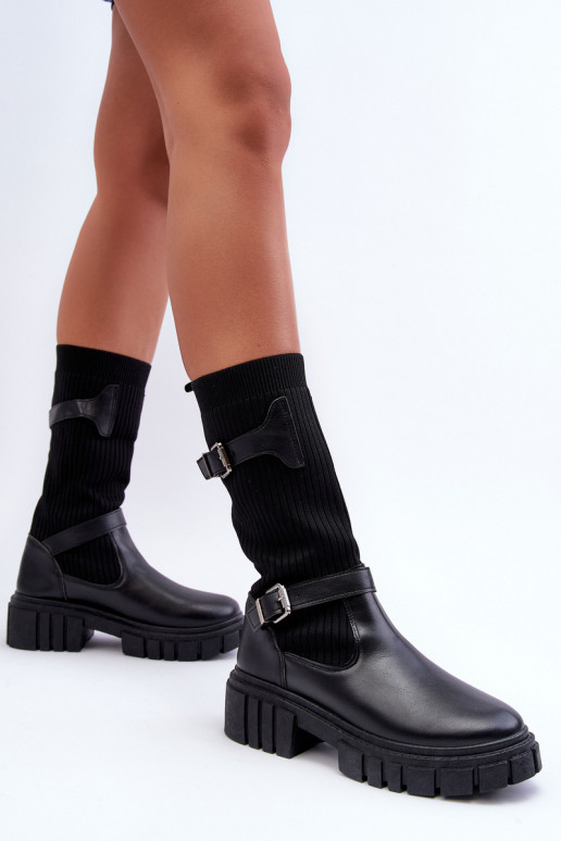 bottes longues à semelle type chaussette de couleur noire Abroze