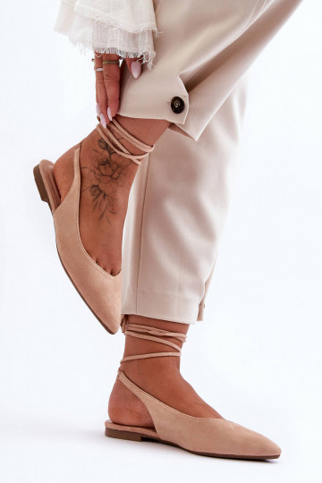 ballerine en daim avec rubans Nude Lilly Ann 2