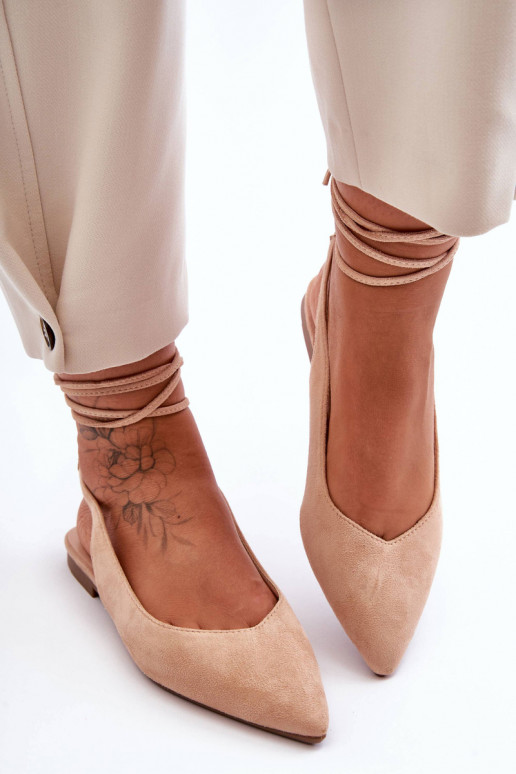 ballerine en daim avec rubans Nude Lilly Ann ballerine en daim avec rubans Nude Lilly Ann