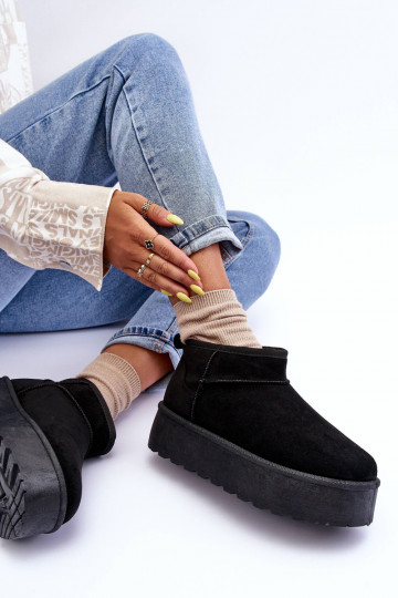 suède snowboots met een platform in zwart Corcoran