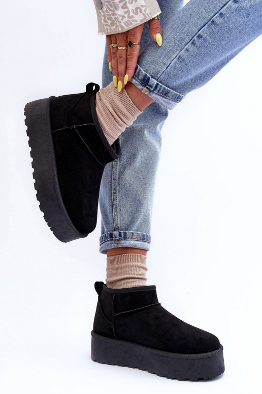 Bottines de neige en daim avec plateforme en Corcoran noir