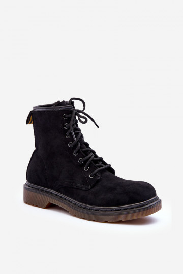 Suede laarzen laarzen met brede hakken zwarte kleur Asteoris