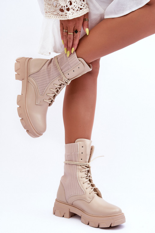 bottines à lacets beige Marlissa