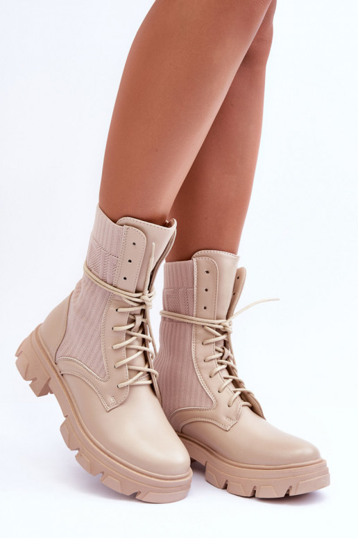 bottines à lacets beige Marlissa