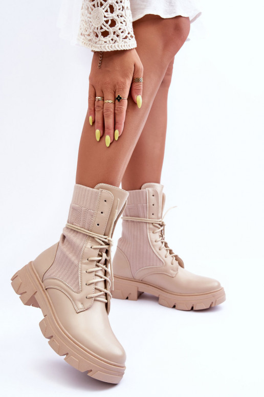 bottines à lacets beige Marlissa