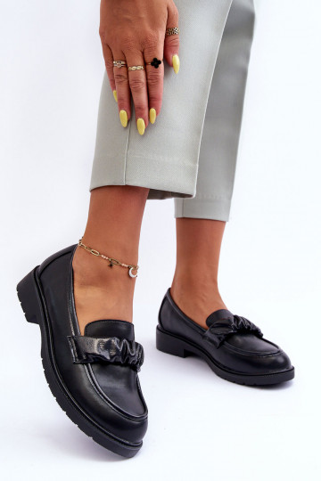 Mokassin-Schuhe mit breiten Absätzen in schwarzer Farbe S.Barski HY335 2