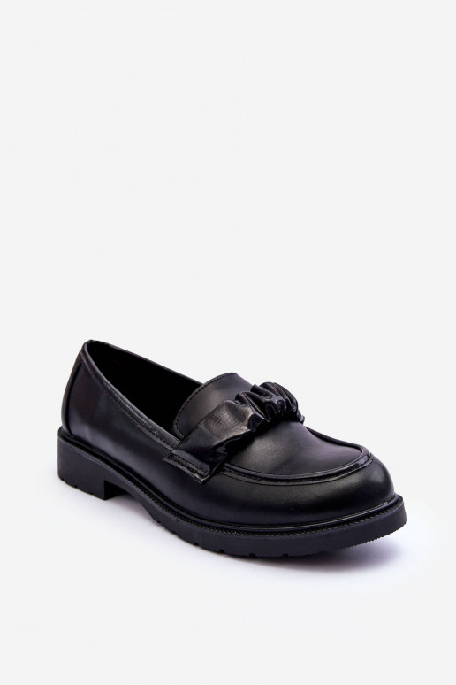 Mokassin-Schuhe mit breiten Absätzen in schwarzer Farbe S.Barski HY335
