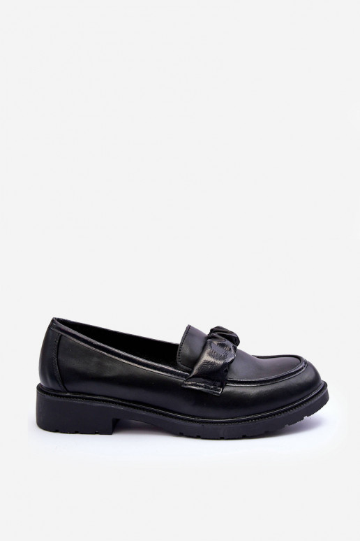 Mokassin-Schuhe mit breiten Absätzen in schwarzer Farbe S.Barski HY335