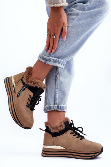 baskets à plateforme avec fourrure en beige Jamarie 2