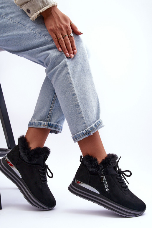 baskets à plateforme avec fourrure en noir Jamarie baskets à plateforme avec fourrure en noir Jamarie