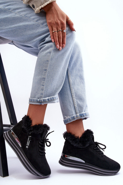 baskets à plateforme avec fourrure en noir Jamarie baskets à plateforme avec fourrure en noir Jamarie