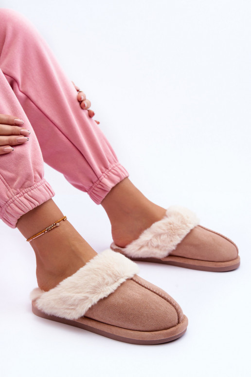 Chaussons avec fourrure beige Pinky