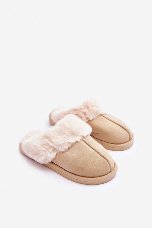 Chaussons avec fourrure en ivoire Pinky