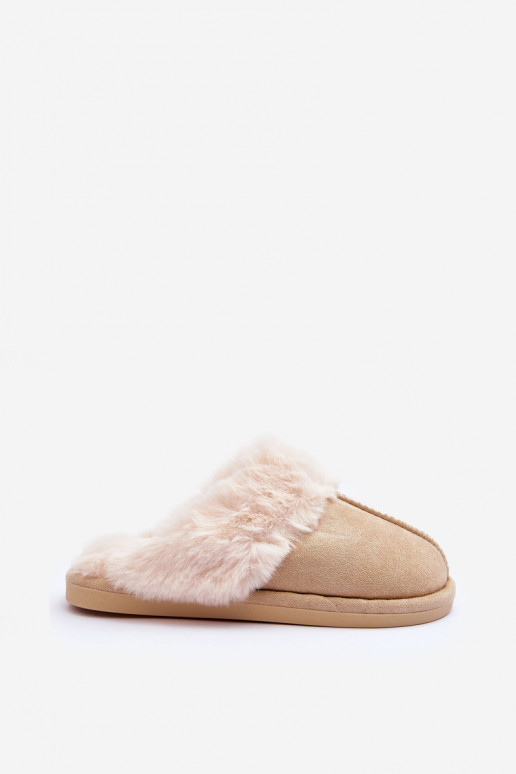 Chaussons avec fourrure en ivoire Pinky