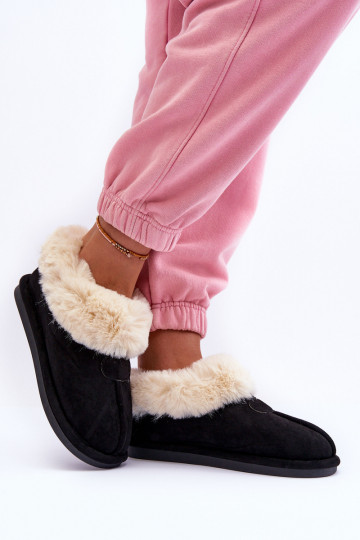 Chaussons avec fourrure de couleur noire Lanoze 2