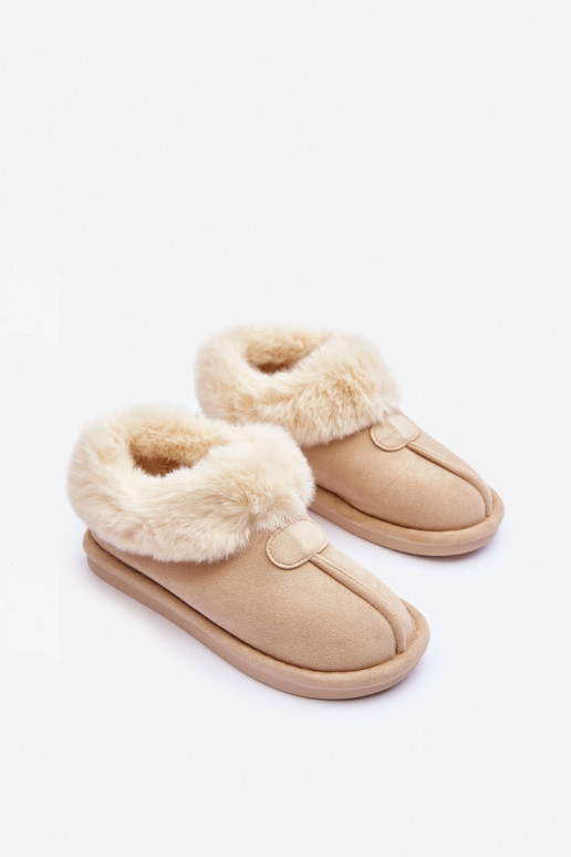 Chaussons avec fourrure en Lanoze ivoire