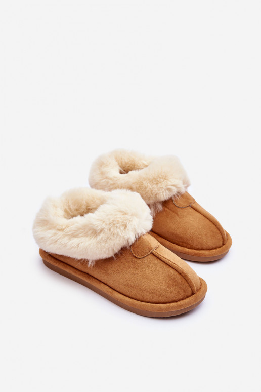 Slippers met bont bruine kleur Lanoze Slippers met bont bruine kleur Lanoze