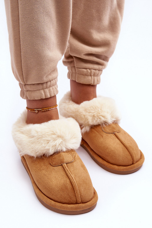 Chaussons avec fourrure couleur marron Lanoze