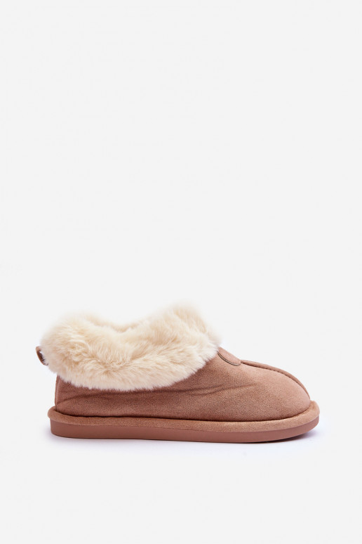 Chaussons avec fourrure couleur beige Lanoze
