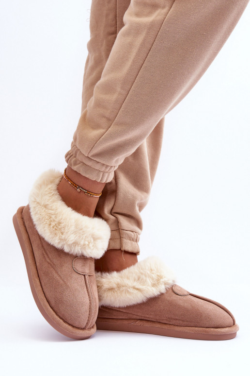 Chaussons avec fourrure couleur beige Lanoze