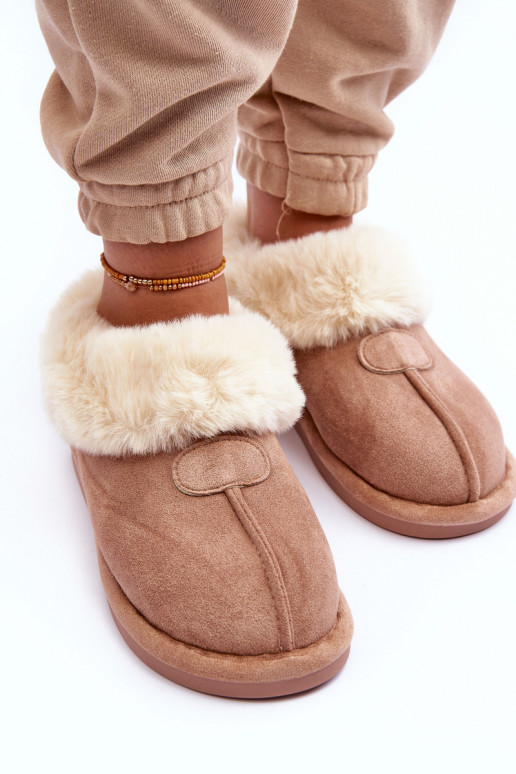Chaussons avec fourrure couleur beige Lanoze