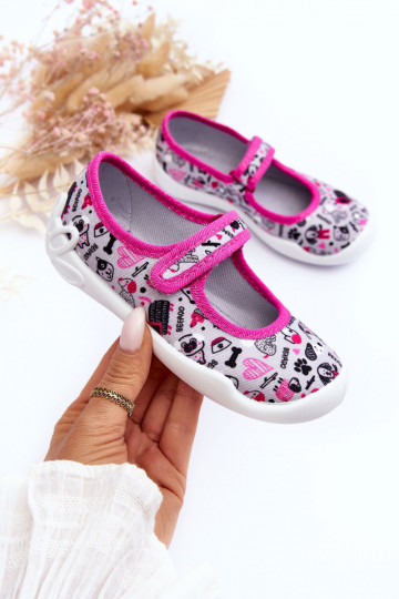 Kinderpantoffels/ballerinaschoenen Befado 114X521 kleur grijs-roze 2