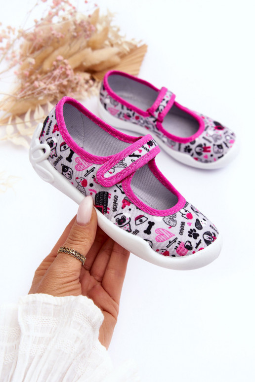 Kinderpantoffels/ballerinaschoenen Befado 114X521 kleur grijs-roze Kinderpantoffels/ballerinaschoenen Befado 114X521 kleur grijs-roze
