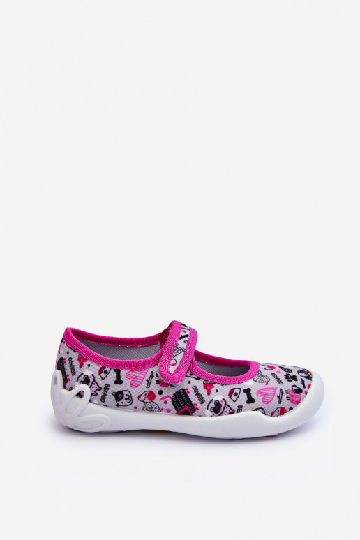 Kinderhausschuhe/Ballerinaschuhe Befado 114X521 grau-rosa Farbe