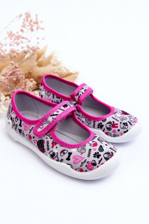Kinderpantoffels/ballerinaschoenen Befado 114X521 kleur grijs-roze Kinderpantoffels/ballerinaschoenen Befado 114X521 kleur grijs-roze