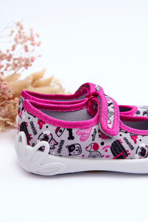 Kinderpantoffels/ballerinaschoenen Befado 114X521 kleur grijs-roze Kinderpantoffels/ballerinaschoenen Befado 114X521 kleur grijs-roze