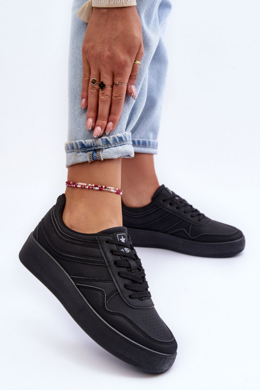 sportschoenen met platform in de zwarte kleur Pudina