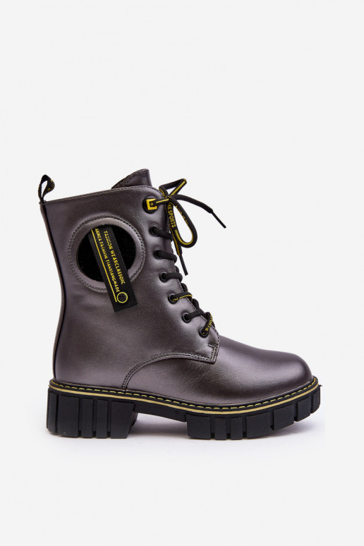 Warme kinderschoenen schoenen grijze kleur Iomare Warme kinderschoenen schoenen grijze kleur Iomare