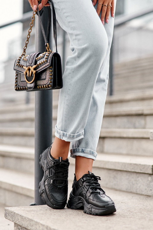 Damessportschoenen, sneakers zwarte kleur Toderus