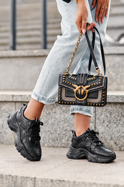 Damessportschoenen, sneakers zwarte kleur Toderus