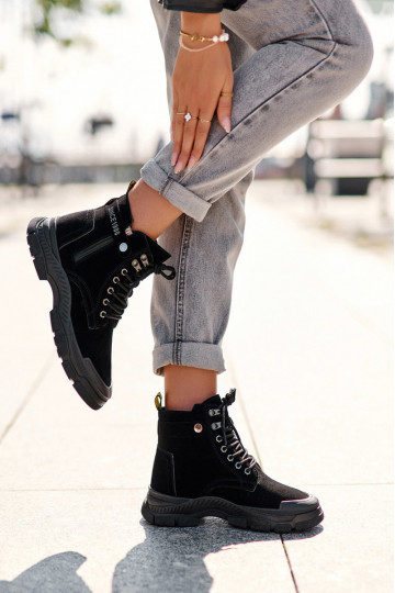 réchauffées de bottes en daim pour femmes de couleur noire Jailina 2