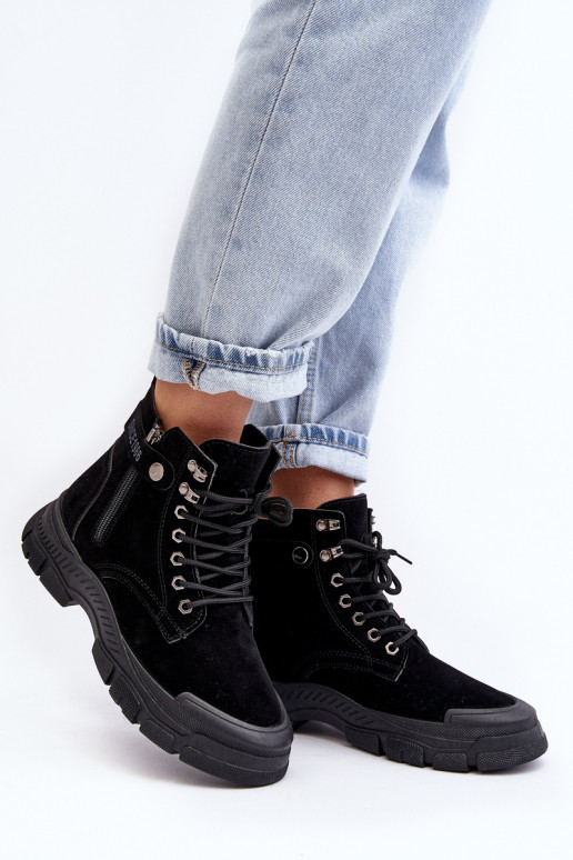 réchauffées de bottes en daim pour femmes de couleur noire Jailina