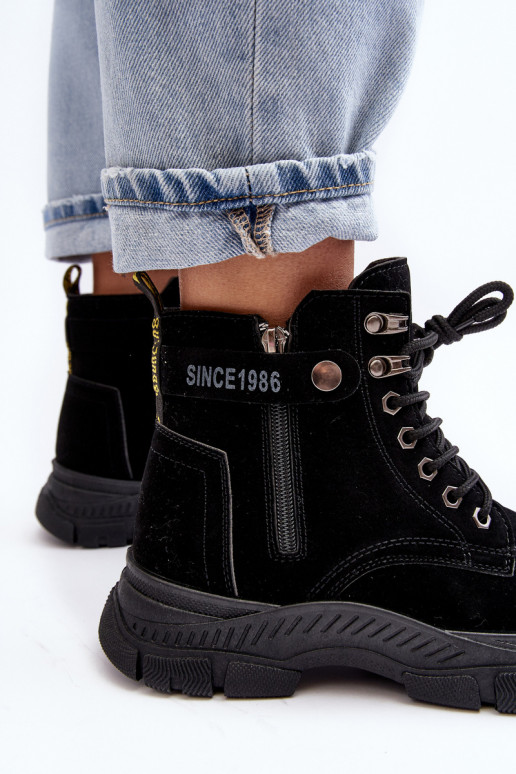 réchauffées de bottes en daim pour femmes de couleur noire Jailina